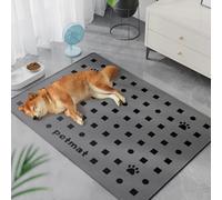 Mateju Dog Cooling Mat, Pet Cooling Mat No Gel, Modern Minimalist Reusable Washable Pet Cool Pad Self Cool Ice Silk Pad for Home Travel, for Dogs Cats in Hot Summer (Dark gray,65x90cm)