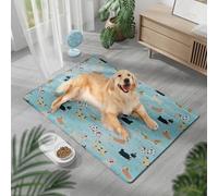 Mateju Dog Cooling Mat, Pet Cooling Mat No Gel, Puppy Paradise Series Reusable Washable Pet Cool Pad Self Cool Ice Silk Pad for Home Travel, for Dogs Cats in Hot Summer (Blue 1,45x60cm)