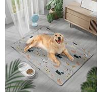 Mateju Dog Cooling Mat, Pet Cooling Mat No Gel, Puppy Paradise Series Reusable Washable Pet Cool Pad Self Cool Ice Silk Pad for Home Travel, for Dogs Cats in Hot Summer (Gray 1,50x70cm)