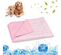 Mateju Dog Cooling Mat, Reusable Pet Cool Mat, Washable Puppy Training Pad, Easy-Fold Pet Cool Mat for Home Travel, Self Cooling Pad for Dogs Cats in Hot Summer (60x50cm,Pink)