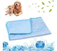 Mateju Dog Cooling Mat, Reusable Pet Cool Mat, Washable Puppy Training Pad, Easy-Fold Pet Cool Mat for Home Travel, Self Cooling Pad for Dogs Cats in Hot Summer (60x50cm,Light Blue)