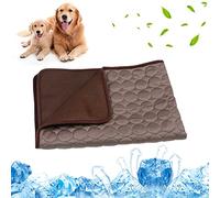 Mateju Dog Cooling Mat, Reusable Pet Cool Mat, Washable Puppy Training Pad, Easy-Fold Pet Cool Mat for Home Travel, Self Cooling Pad for Dogs Cats in Hot Summer (70x55cm,Brown)