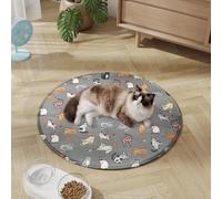 Mateju Dog Cooling Mat Round Pet Cooling Mat No Gel, Puppy Paradise Series Reusable Washable Pet Cool Pad Self Cool Ice Silk Pad for Home Travel, Dogs Cats in Hot Summer (Gray 2,80x80cm)