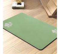 Mateju Dog Food Mat, Absorbent Quick Drying Pet Feeding Dog Placemat for Food and Water, Animal Paws Bowl Mat Non-Slip Cat Food-Mats, Puppies & Kittens Bowls (Green,60x90cm)