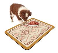 Mateju Dog Food Mat, Absorbent Quick Drying Pet Feeding Dog Placemat for Water Non-Slip Cat Food Bowl Mats Puppies Kittens, Bohemian Style (Yellow,50x60cm)