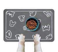 Mateju Dog Food Mat, Absorbent Quick Drying Pet Feeding for Water, animal print Non-Slip Cat Food Mats, Puppies & Kittens Dog Mat for Bowls (Animal light grey,60x90cm)