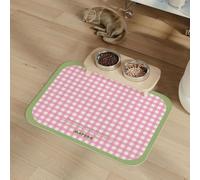 Mateju Dog Food Mat, Absorbent Quick Drying Pet Feeding for Water, Cute Plaid Print Bowl-Mat Non-Slip Cat Food Mats, Puppies & Kittens for Bowls (Pink,50x80cm)