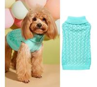 Mateju Dog Jumper Small Dog Jumpers Medium Size Large, Knitting Puppy Sweater Warm Knit Coat Pullover Vest Clothes For Small Medium Large Pet Cat (Green,S)