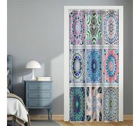 Mateju Door Curtains with Eyelet,Mosaic Style Single Front Door Curtain Privacy Blackout Room Divider Window Decor for Hallway Kitchen Patio Bedroom Closet Doorway (Mandala,120x200cm)