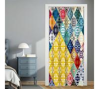 Mateju Door Curtains with Eyelet,Mosaic Style Single Front Door Curtain Privacy Blackout Room Divider Window Decor for Hallway Kitchen Patio Bedroom Closet Doorway (Colorful,120x200cm)