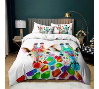 Mateju Duvet Cover Set 3 Piece for Single Double Super King Size Bed, 3D Giraffe Printed Bedding Set Microfibre Bed Set with Quilt Case and Pillowcases 50x75cm (Colorful graffiti,240x220cm)