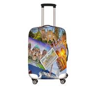 Mateju Elastic Luggage Covers, Suitcase Cover for 18-32in Suitcase Protectors, Cityscape Trolley Case Protective Cover Anti-Scratch Washable Travel Suitcase Protector (Europe,XL(30”-32”))