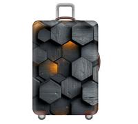 Mateju Elastic Suitcase Cover Luggage Covers Protectors Future Geometry Pattern, 18-32 Inch Trolley Case Protective Cover Anti-Scratch Travel Suitcase Protector (Grey Gold,L)