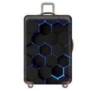 Mateju Elastic Suitcase Cover Luggage Covers Protectors Future Geometry Pattern, 18-32 Inch Trolley Case Protective Cover Anti-Scratch Travel Suitcase Protector (Black Blue,XL)