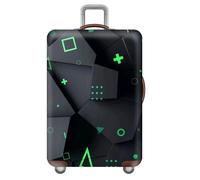 Mateju Elastic Suitcase Cover Luggage Covers Protectors Future Geometry Pattern, 18-32 Inch Trolley Case Protective Cover Anti-Scratch Travel Suitcase Protector (Black Green 1,L)