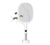 Mateju Electric Fly Swatter Racket Rechargeable, Electric Bug Zapper USB Rechargeable Mosquito Bat Large Surface Racket Mosquito for Home Indoor & Outdoor (White)