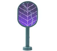 Mateju Electric Fly Swatter Racket Rechargeable, Electric Bug Zapper USB Rechargeable Mosquito Bat Large Surface Racket Mosquito for Home Indoor & Outdoor (730 Dark Green)