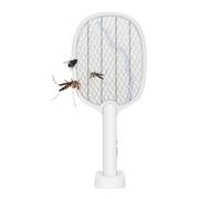 Mateju Electric Fly Swatter Racket Rechargeable, Electric Bug Zapper USB Rechargeable Mosquito Bat Large Surface Racket Mosquito for Home Indoor & Outdoor (985G White)