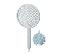 Mateju Electric Fly Swatter Rechargeable USB Bug Zapper Racket Large Surface Racket Mosquito Killer Portable Mosquito Bat Electric Bat for Killing Flies for Indoor Outdoor Home (White)