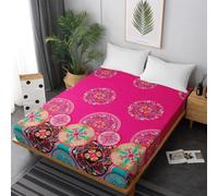 Mateju Ethnic Style Fitted Sheet for Single Double King Size Bed, Classic Print Microfiber Fitted Bed Sheets Soft Breathable Fade Resistant Deep Pocket 30cm, No Pillowcases (King,Exotic A)