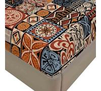 Mateju Fitted Sheet Single Double King Size Microfiber Retro Exotic Style Bedding Extra Deep Pocket 30cm Fitted Bed Sheets Soft Breathable Fade Resistant No Pillowcases (Brown,Small Double)