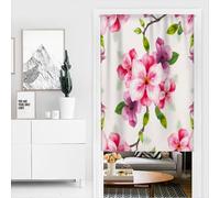 Mateju Floral Print Door Curtain, Fashion Blackout Rod Pocket Curtains, 1 Panel Thermal Insulation Drapes, Privacy Blinds for Partition, for Bedroom Closet, Hallway (Spring,116x137cm)