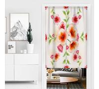 Mateju Floral Print Door Curtain, Fashion Blackout Rod Pocket Curtains, 1 Panel Thermal Insulation Drapes, Privacy Blinds for Partition, for Bedroom Closet, Hallway (Flowers in bloom,120x180cm)