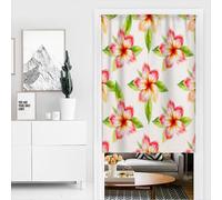 Mateju Floral Print Door Curtain, Fashion Blackout Rod Pocket Curtains, 1 Panel Thermal Insulation Drapes, Privacy Blinds for Partition, for Bedroom Closet, Hallway (Flower rain,130x180cm)