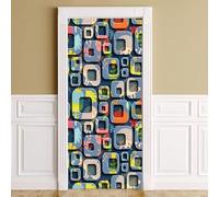 Mateju Front Door Decoration Cover Porch, Banner Elastic Fabric Door Cover Background Stretch Gate Covering for Interior, External Festive Season House Decorative (Blue,90x210cm)