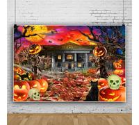 Mateju Halloween Backdrop Vinyl Photography Background, Happy Party Decorations Banner Suplies, Christmas Photo Backdrop Decorations Photo Studio Backdrop Props (10x7FT,scary e)
