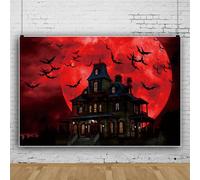 Mateju Halloween Backdrop Vinyl Photography Background, Happy Party Decorations Banner Suplies, Christmas Photo Backdrop Decorations Photo Studio Backdrop Props (7x5FT,Red)