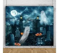 Mateju Halloween Backdrop Vinyl Photography Background, Happy Party Decorations Banner Suplies, Christmas Photo Backdrop Decorations Photo Studio Backdrop Props (6x4FT,ghost)