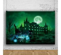 Mateju Halloween Backdrop Vinyl Photography Background, Happy Party Decorations Banner Suplies, Christmas Photo Backdrop Decorations Photo Studio Backdrop Props (4x2.5FT,green)