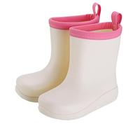 Mateju Japanese Solid Color Wellies for Boys Girls, Non-Slip Waterproof Kids Wellies, Outdoor Lightweight Toddler Rain Boots, Rain Boots for Muddy Rainy Days Home to School Walks (White,11)