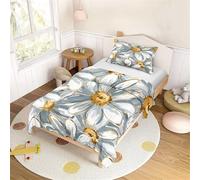 Mateju Kids Duvet Cover Set Single Bedding Set 2 Piece, Boys Girls Daisy Printed Soft Microfiber Bedding 100X135cm Quilt Cover With Matching Pillow Case 40x60cm (Gray)