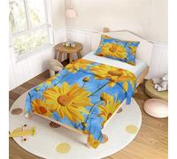 Mateju Kids Duvet Cover Set Single Bedding Set 2 Piece, Boys Girls Daisy Printed Soft Microfiber Bedding 100X135cm Quilt Cover With Matching Pillow Case 40x60cm (Blue 1)