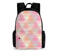 Mateju Lightweight School Bag Geometry Kids Backpack, School Bags for Girls Boys Toddler Backpack,for School Sports Travel Holiday Teenagers School Bags (Pink Orange)