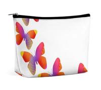 Mateju Makeup Bag, Butterfly Series Toiletry Bag, Travel Makeup Bag, Portable Pouch Organizer for Students, Case Toiletries Storage Bag Beauty Makeup Travel Accessory (Red,17x6x15CM)
