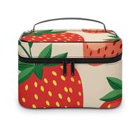 Mateju Makeup Bag, Fruit Print Toiletry Bag, Travel Makeup Bag, Portable Pouch Organizer for Students, Case Toiletries Storage Bag Beauty Makeup Travel Accessory (Strawberry)