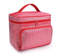 Mateju Makeup Bag, Solid Color Series Toiletry Bag, Travel Makeup Bag, Portable Pouch Organizer for Students, Case Toiletries Storage Bag Beauty Makeup - Gifts for Women (Red,22x16x17cm)