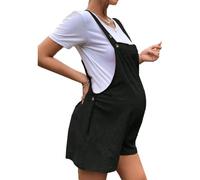 Mateju Maternity Overalls for Pregnant Women, Comfortable Overall Maternity Casual Loose Dungarees Women with Pockets & Adjustable Straps S-XL Solid Color Soft Jumpsuit Pregnant (Black,M)
