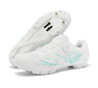 Mateju Mens Womens MTB Cycling Shoes,Mountain Bike Shoes Compatible with 2-Bolts Pedals SPD Cleats Indoor Outdoor Cycle Riding Biking Unisex Sneakers -A19 (White Blue,8)