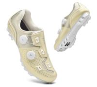 Mateju Mens Womens MTB Cycling Shoes,Mountain Bike Shoes Compatible with 2-Bolts Pedals SPD Cleats Indoor Outdoor Cycle Riding Biking Unisex Sneakers -Model-A5 (Gold,6.5)