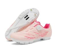 Mateju Mens Womens MTB Cycling Shoes,Mountain Bike Shoes Compatible with 2-Bolts Pedals SPD Cleats Indoor Outdoor Cycle Riding Biking Unisex Sneakers -A19 (Pink,9)