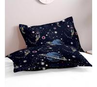 Mateju Microfiber Housewife Pillowcases 2 Pack, Cartoon Planet Print Fitted Sheets Matching Pillowcase, Soft Breathable Envelope Pillow Cases, Only Pillows Cover (Cosmic Planet,50x75cm)