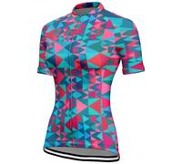 Mateju Modern Geometry Cycling Jersey Women, Cycling Clothing Road Cycle Bicycle Top Mountain Bike Shirts, Ladies Summer Breathable Quick Drying Women's Dirt Bike Shirts for Motocross (Teal,L)