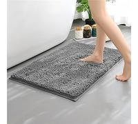 Mateju Non-Slip Bath Mats for Chenille Bathroom Rug, Soft Absorbent Shower Machine-Washable for Bath and Tub Toilet, Snuffle Mat for Dogs and Puppies (50 * 80CM,Dark Grey)
