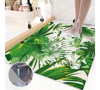 Mateju Non Slip Loofah Shower Mat with Drain, Quick Dry Washable PVC Bath Shower Mats Anti Slip, Suitable for Wet Surfaces Bathroom Tub and Inside & Outside (Tropical Plant C,40x60cm)