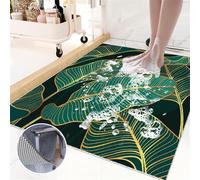 Mateju Non Slip Loofah Shower Mat with Drain, Quick Dry Washable PVC Bath Shower Mats Anti Slip, Suitable for Wet Surfaces Bathroom Tub and Inside & Outside (Tropical Plant A,80x120cm)