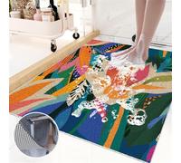 Mateju Non Slip Loofah Shower Mat with Drain, Quick Dry Washable PVC Bath Shower Mats Anti Slip, Suitable for Wet Surfaces Bathroom Tub and Inside & Outside (Tropical Plant D,40x60cm)